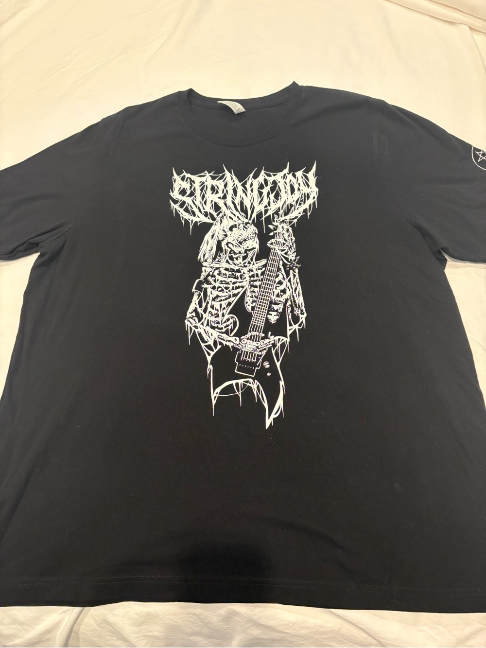Bella Canvas Black Short-Sleeve Tee with White Skeleton Guitar Graphic